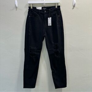 Judy Blue 7/28 Black Distressed "Boyfriend‎ Fit" Denim Jeans JB82161BK